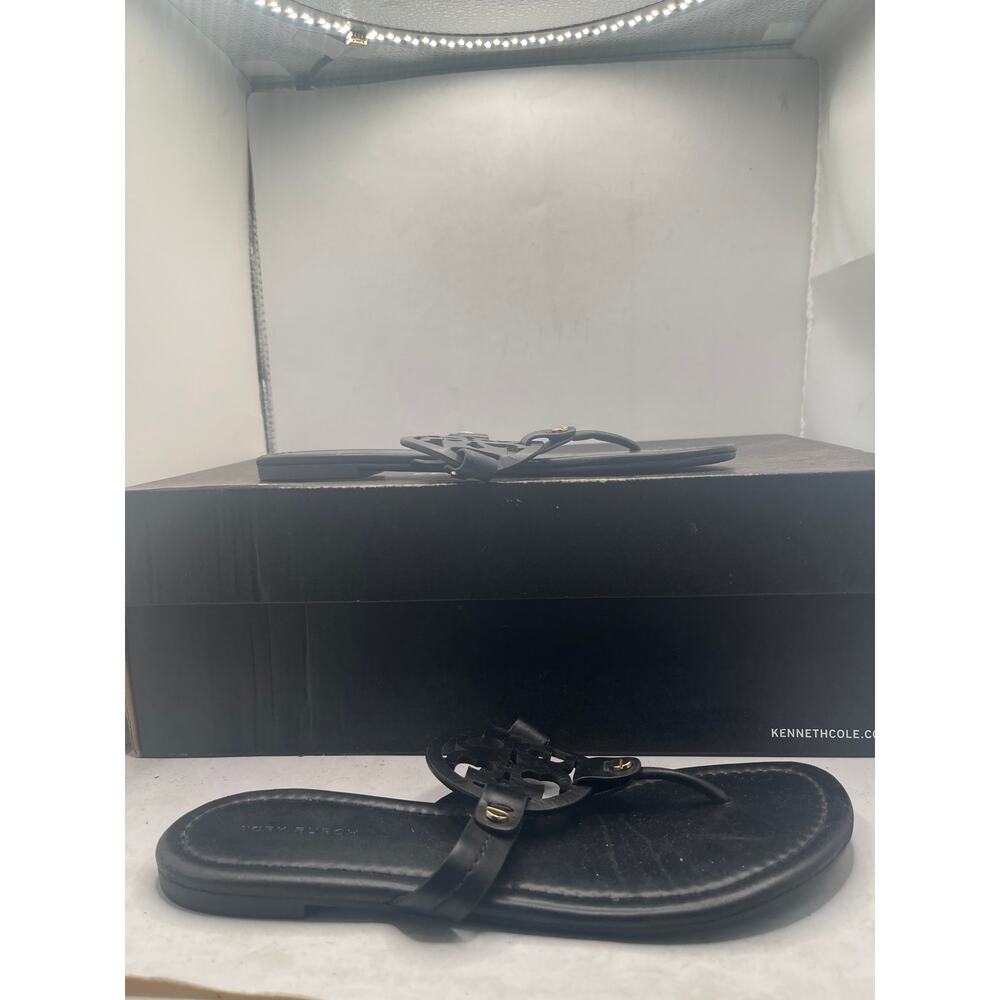 Tory Burch Black Sandals with Gold Accents